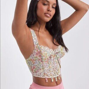 For Love and Lemons Esme Floral Bustier Corset Top M
